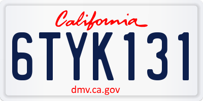 CA license plate 6TYK131