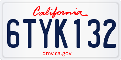 CA license plate 6TYK132