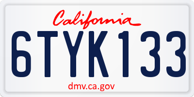 CA license plate 6TYK133