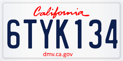 CA license plate 6TYK134