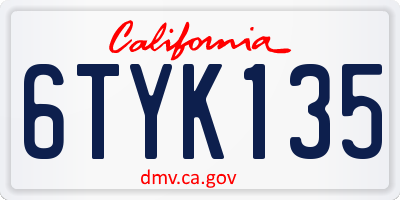 CA license plate 6TYK135