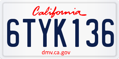 CA license plate 6TYK136