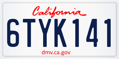 CA license plate 6TYK141