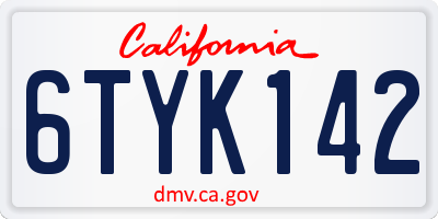 CA license plate 6TYK142