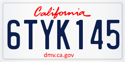 CA license plate 6TYK145