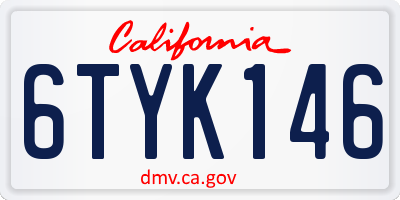 CA license plate 6TYK146