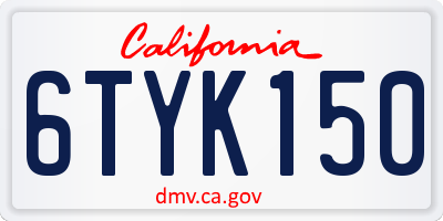 CA license plate 6TYK150