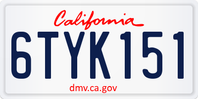 CA license plate 6TYK151
