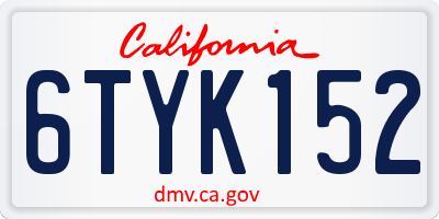 CA license plate 6TYK152