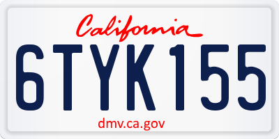 CA license plate 6TYK155