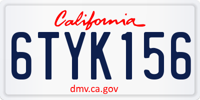 CA license plate 6TYK156