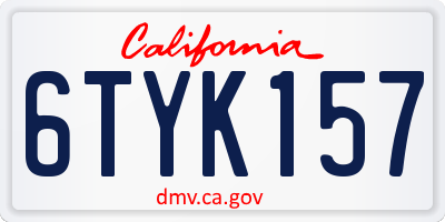 CA license plate 6TYK157