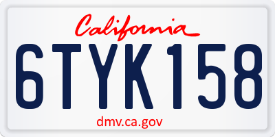 CA license plate 6TYK158