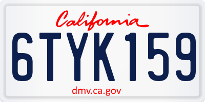 CA license plate 6TYK159