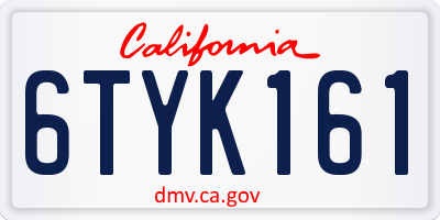 CA license plate 6TYK161
