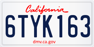 CA license plate 6TYK163