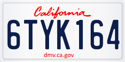 CA license plate 6TYK164