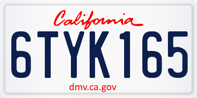 CA license plate 6TYK165