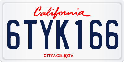 CA license plate 6TYK166