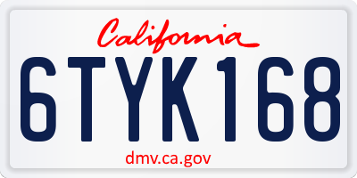 CA license plate 6TYK168