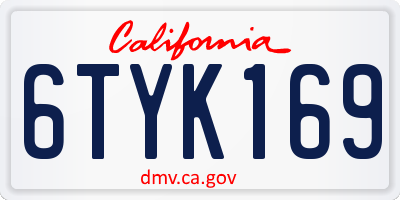 CA license plate 6TYK169