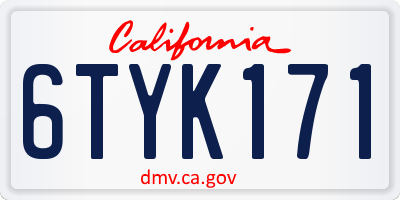 CA license plate 6TYK171
