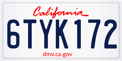 CA license plate 6TYK172