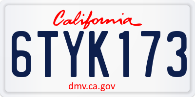 CA license plate 6TYK173