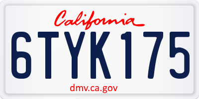 CA license plate 6TYK175