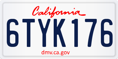 CA license plate 6TYK176