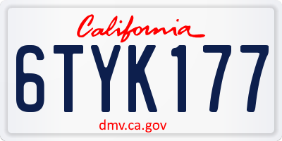 CA license plate 6TYK177
