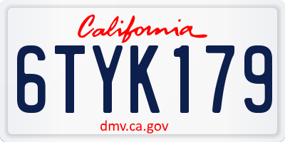 CA license plate 6TYK179