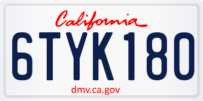CA license plate 6TYK180