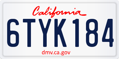CA license plate 6TYK184