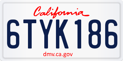 CA license plate 6TYK186