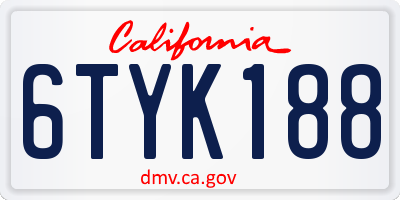 CA license plate 6TYK188