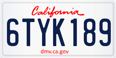 CA license plate 6TYK189