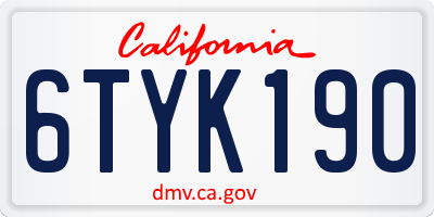 CA license plate 6TYK190