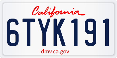 CA license plate 6TYK191