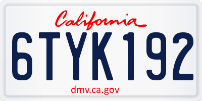 CA license plate 6TYK192