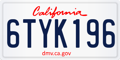 CA license plate 6TYK196