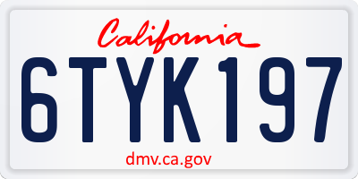 CA license plate 6TYK197