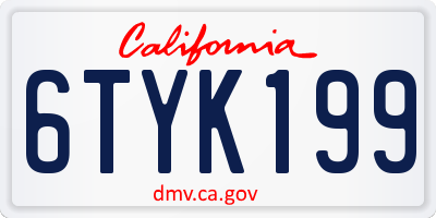 CA license plate 6TYK199