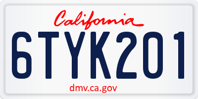 CA license plate 6TYK201