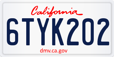 CA license plate 6TYK202