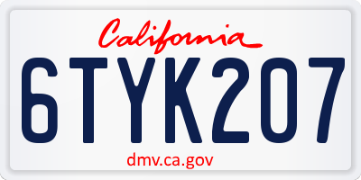 CA license plate 6TYK207