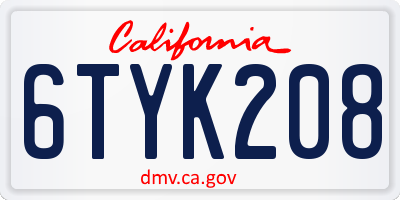 CA license plate 6TYK208