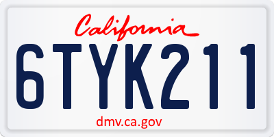 CA license plate 6TYK211