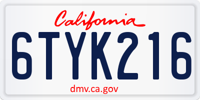 CA license plate 6TYK216