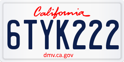 CA license plate 6TYK222